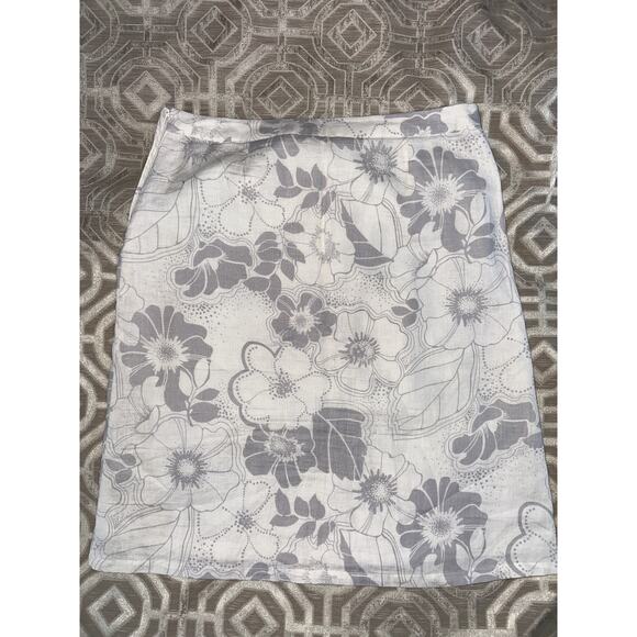 H&M Women's Linen Floral Print Skirt Size 8 Side Zipper Resort Vacation - Picture 8 of 8